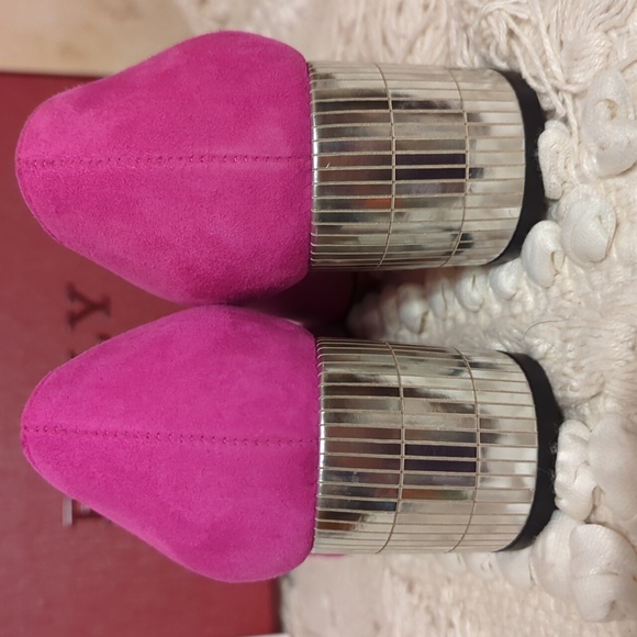 BALLY NIB Fuchsia Mirrored Heels 6/36.5 - Picture 6 of 12